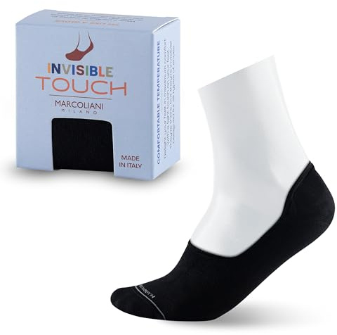 MARCOLIANI Milano Made in Italy - No Show Socks for Men - Always Stay Up | Essence of Cotton Solid Color Invisible Touch - Color Black