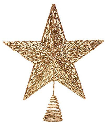 Gisela Graham Christmas White Gold Colour Glitter Tree Top Star Topper 32cm