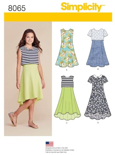 Simplicity 8065BB Girls and Girls Plus Dress or Popover Dress Sewing Pattern, Paper