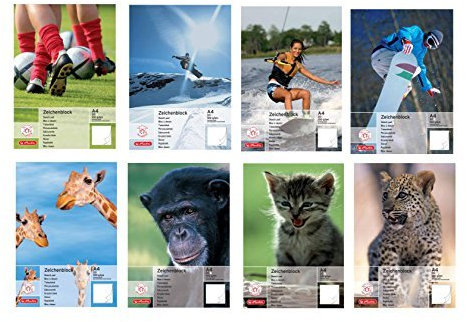 10x Herlitz Malblock / Zeichenblock / 100g/m² / DIN A4 / verschiedene Motive