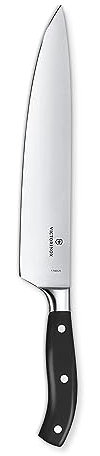 Victorinox Grand Maître, Cuchillo de cocinero profesional, Hoja extra afilada, afilado recto, 25 cm, Mango de plástico robusto, Acero inoxidable, negro