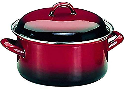 IBILI - Olla recta con tapa volcan, 28 cms, Acero esmaltado, Apto para induccion