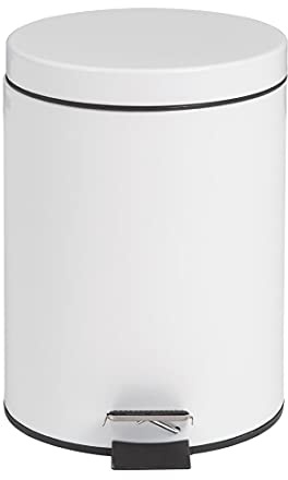 Bolero White Pedal Bin in Stainless Steel with Removal Inner Bucket 5L