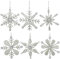 Shalinindia Set aus 6 handgefertigten Schneeflocken, Weihnachtsschmuck aus Eisen und Glas zum Aufhängen