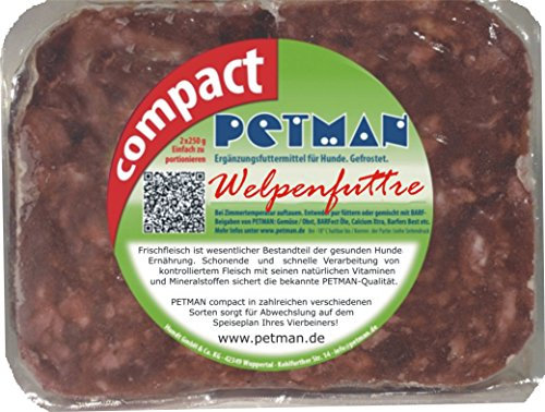 petman compact Welpenfutter, 12 x 500g-Beutel, Tiefkühlfutter, gesunde, natürliche Ernährung für Hunde, Hundefutter, Barf, B.A.R.F.