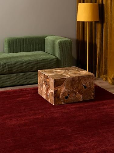 RugVista Handloom Fringes, Teppich, Shaggy/Handloom, 120 x 80 cm, Rechteckig, Niedriger Stapel, Wohnzimmer, Esszimmer, Schlafzimmer, Diele, Nur chemische Reinigung, Care & Fair Zertifiziert, Dunkel