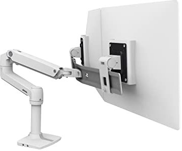 Ergotron – LX Dual Direct Monitor Arm, VESA Desk Mount – for 2 Monitors Up to 25 Inches, 0.9-5kg Each – White (45-489-216)