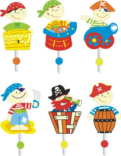 Inware – Set mit 6 Wandhaken / Garderobenhaken, verschiedene Designs