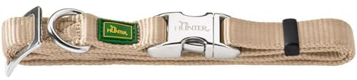 HUNTER VARIO BASIC ALU-STRONG Halsung, Hundehalsband, Nylon, Aluminium Steckverschluss, L, beige