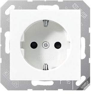 Jung 5120 BF GR Schuko Steckdose 16 A 250 V UP-Einsatz mit Abdeckung 50 x 50 mm bruchsicher Serie CD grau