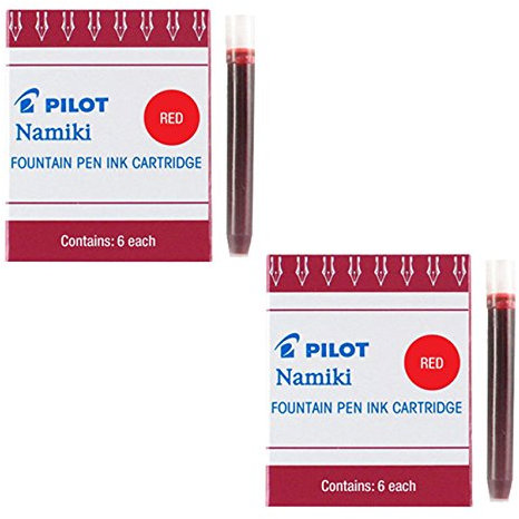 Pilot Namiki IC-50 Fountain Pen Ink Cartridges, Red Ink (2 x Boxes of 6 = 12 Cartridges in Total)