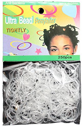 Pack of 250 Small Mini Hair Braiding Elastics Polyurethane Bands for Dreads Braids (Clear)