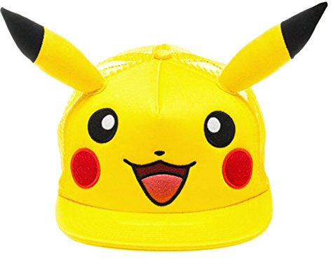 Bioworld Pokemon Pikachu Trucker Mütze mit großem Gesicht mit Ohren, gelb, One Size