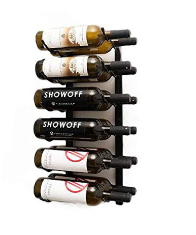 VintageView W Series Wine Rack 2 - Double Depth, Metal Wall Mounted Wine Rack - Modern, Easy Access Wine Storage - Space Saving Wine Rack with 12 Bottle Storage Capacity (Matte Black)