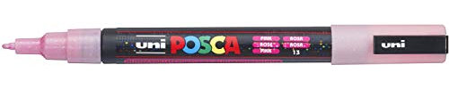 Uni-Ball 186584 - Marqueur Uni Posca avec pointe ronde, paillettes fine rose - Version Anglaise