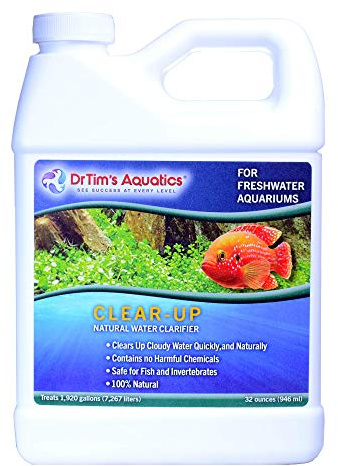 DrTim's Aquatics Freshwater Clear-UP Natural Water Clarifier – for Fish Tanks, Aquariums, Water Filtering, Treatment – Eco-Friendly Solution to Clear Waters – Remove Harmful Organics – 32 Oz.,colorless