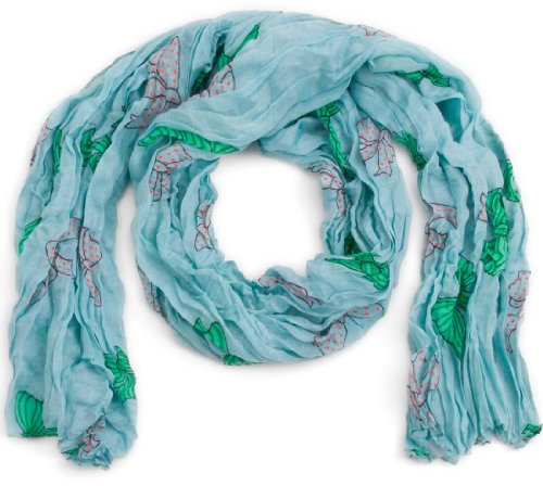 style3 Damen Schal leicht und schmal in Japan-Design mit Schleifenmuster Damenschal Sommer-Schal One size, SCHAL Farbe:Hellblau