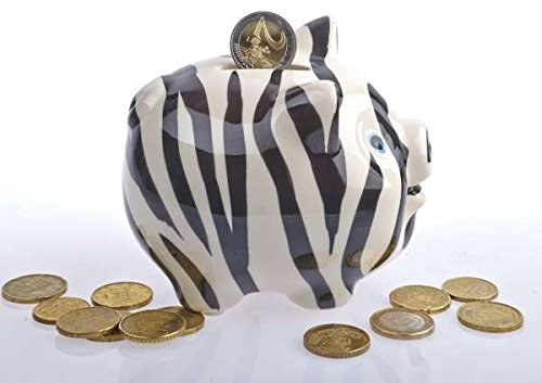 by-Bers Möchtegern-Sparschwein, Spardose Handarbeit aus Keramik als Erdbeere, Zebra, Tiger, Wassermelone, Marienkäfer, Maiskolben, Leopard, Karotte Hier: (Zebra) (Zebra)