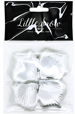 Little Snow Direct 100 Pcs Beautiful Silk Rose Petals for Wedding Party Decorations Flower Favors (Metallic Silver)