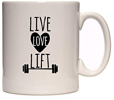 DottsMusic Live Love Lift - Fun Weight-Lifting Fitness Gym Design - White 11oz Ceramic Mug