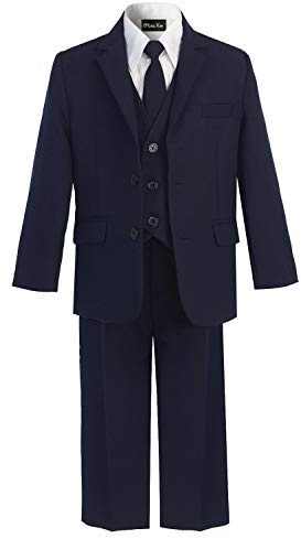 Olivia KOO Boys Solid 5-Piece Formal Suit Set with Matching Neck Tie
