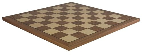 Worldwise Imports 17in Walnut and Maple Wooden Chessboard with Thin Frame and 2in Squares