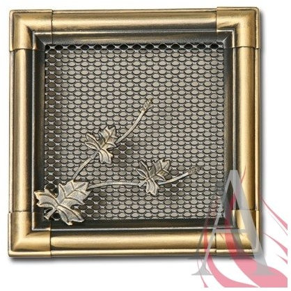 Rejilla de aire frío 19 x 19 cm Chimenea rejilla de ventilación rejilla de horno Oro Patina