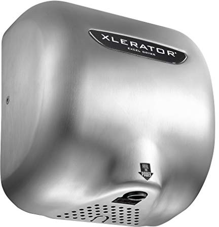 XLERATOR Hand Dryer, Excel Dryer, XL-SB-110-120V, Automatic, Surface-Mounted, Brushed Stainless Steel Cover, 110-120V Standard Nozzle