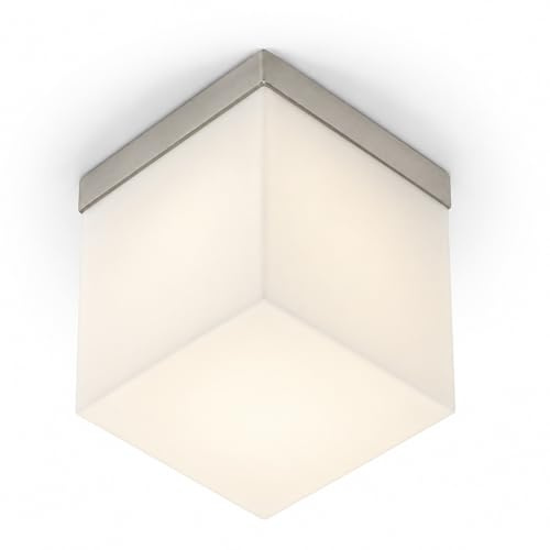 Lampenlux Decken Lampe Leuchte Dave Glas Eckig Weiß Matt Wohnzimmer Flur 12x12cm 230V