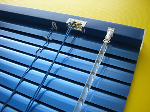 Alu Jalousie dunkel blau Marine - Breite 50 bis 240 cm - Höhe 130/160 / 220 cm - Tür Fenster Rollo Jalousette Aluminium Fensterjalousie Lamellen Metall (90 x 160 cm)