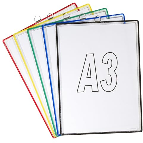 Tarifold Hänge-Klarsichttasche - für Format DIN A3 - farblich sortiert, VE 10 Stk - Ablagehängetasche Ablagehängetaschen Hängeklarsichttasche Hängeklarsichttaschen Hängeprospekttasche