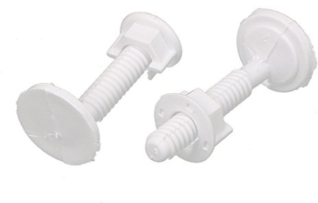 sourcing map 30mm x 67mm White Plastic Round Style Toilet Seat Hinge Bolt 2pcs