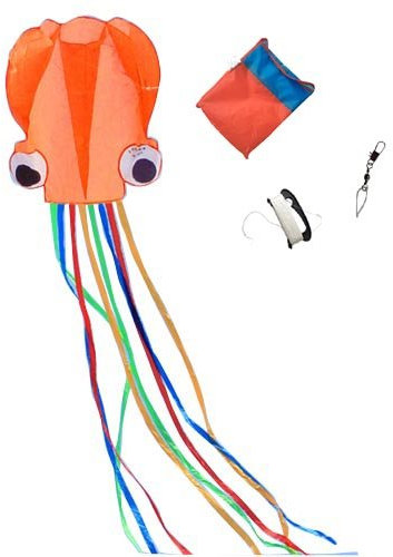 Mayco Bell Tintenfisch Tragbar Drachen Nylon und Polyester Stoff Perfekte Spielzeug für Kinder und Kinder Outdoor Games Aktivitäten Faltbar Große 71 x 400 cm | Extra 100 Meter von Linie (Orange)