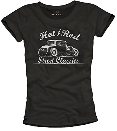 Rockabilly T-Shirt für Frauen HOT Rod schwarz Größe M