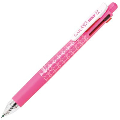 Zebra Sarasa Multi 0.5, Four Colors (Black, Red, Blue, Green) Gel Ballpoint Pen 0.5mm + Mechanical Pencil 0.5mm, Pink (Japan, Import)