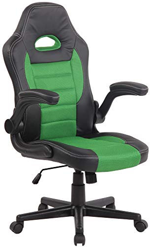 CLP Gamingstuhl John Mit Kunstlederbezug I Drehstuhl Mit Klappbaren Armlehnen I Höhenverstellbarer Computerstuhl I max. Belastbarkeit: 136 kg, Farbe:grün