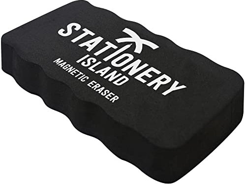 Stationery Island Magnetic Eraser Black Pack - Dry Eraser, Black Magnetic Whiteboard Eraser - for Cleaning Whiteboards, Blackboards, Chalk, Glass and Magnetic Boards