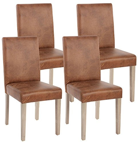 Mendler 4er-Set Esszimmerstuhl Littau, Stuhl Küchenstuhl - Textil, Wildlederimitat, Beine Struktur - Eiche