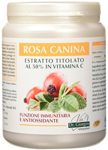 Dr. Giorgini Integratore Alimentare Polvere, Monocomponenti Erbe Rosa Canina Estratto Titolato al 50% in Vitamina C - 500 g