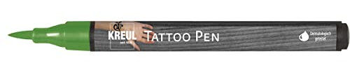 KREUL 62103 - Tattoo Pen grün, Strichstärke 0,5 - 3 mm, Kosmetiktinte auf Wasserbasis, hält bis zu 5 Tage, dermatologisch getestet, vegan, parabenfrei
