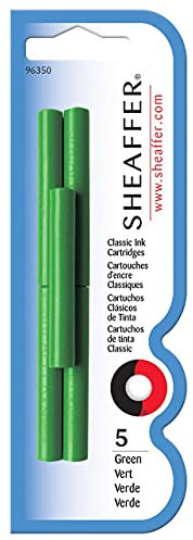 Sheaffer Skrip - Classic Fountain Pen Ink Cartridge, Pack of 5, Green