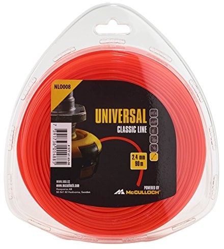 Universal Trimmerfaden Nylon 2.4mmx90m, NLO008: Ersatzfaden für Rasentrimmer, Länge 90 m, Faden-Ø 2.4 mm, reißfestes Nylon (Artikel-Nr. 00057-76.163.08), Rot