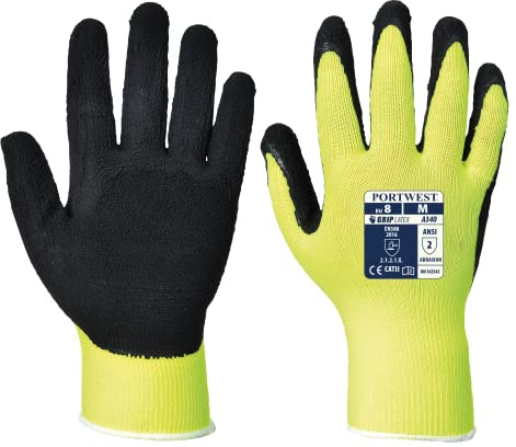 Portwest Hi-Vis Griff-Handschuh, Latex, Farbe: Gelb, Größe: S, A340YERS