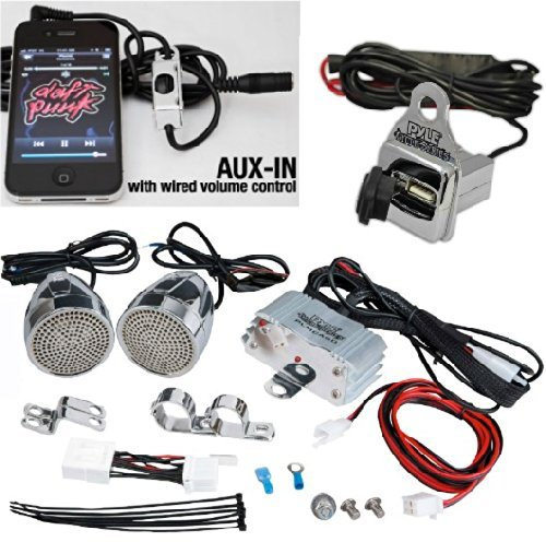 PYLE PLMCA60 amplificatore e casse impermeabili e a prova d'acqua 300 watt rms 600 watt max con ingresso jack 3,5 mm usb per moto custom
