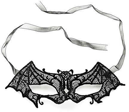 Oblique Unique® Venezianische Maske für Damen Schwarz - Elegante Fledermaus Spitzenmaske für Maskenball Halloween Karneval Kostümball - Geheimnisvolle Augenmaske Ballmaske Gesicht Maske - Model 6
