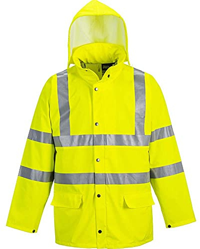 Portwest S491 Sealtex Ultra Ungefütterte Jacke 2 Großzügige Taschen Langarm | Gelb, XL, EN ISO 20471 Klasse 3, PU-Beschichtetes Gewebe, Geschweißte Nähte, Dehnbarer Stoff, Stehkragen