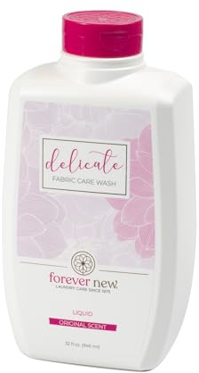 FOREVER NEW Delicate Hypoallergenic Laundry Detergent Liquid - 50 to 64 Large Loads - Gentle washing detergent for Silk, Cashmere, Bra, Undergarments, Cotton, Wool etc. - Original Scented - 32oz