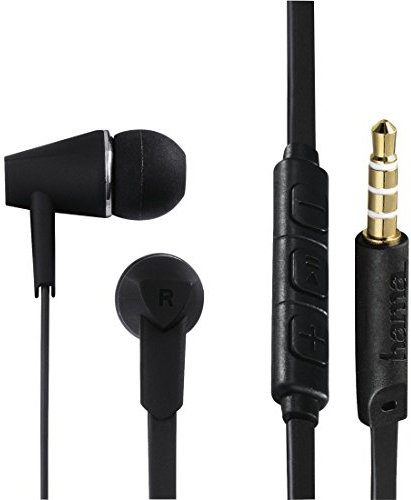 Hama In Ear Kopfhörer Joy (1,2 m Kabel, vergoldete 3,5 mm Klinke) Headset mit Mikrofon und Lautstärkeregler, schwarz