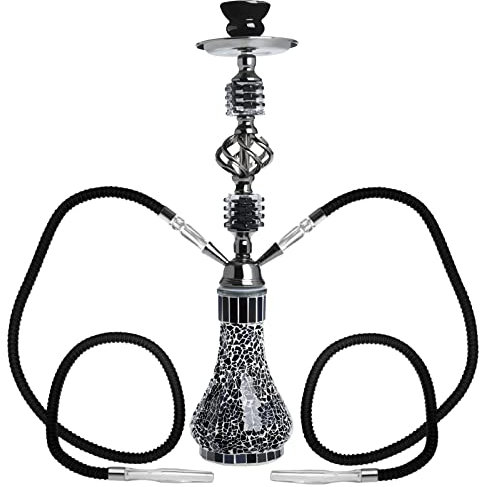 DXP Shisha Hookah 55cm 2 Manguera Cachimba Narguile agua tubo vidrio fumar Negro