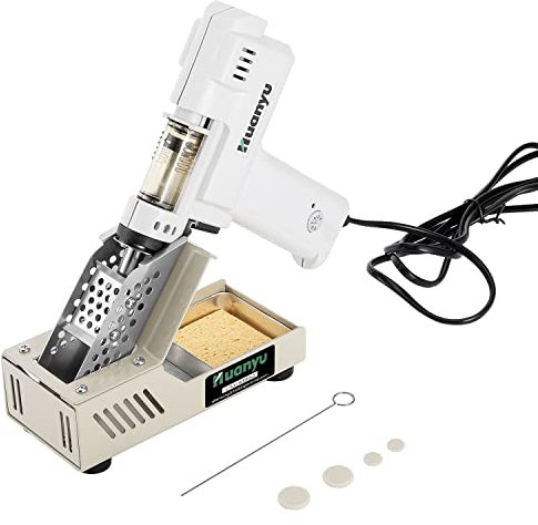 Huanyu Pistola desoldadora eléctrica de doble bomba, desoldadora de 100 W, pistola de estaño sin plomo, bomba de vacío, herramienta de soldadura de soldadura